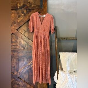 Socialite Lace Maxi Dress in Terracotta